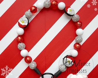 Christmas beaded dog necklace ‘Santa Baby’ durable, beaded dog collar, dog necklace, acrylic, slip on collar, Santa silicone, glitter beads