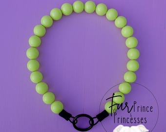 Neon Yellow Beaded Dog Necklace: Durable Slip-On Collar