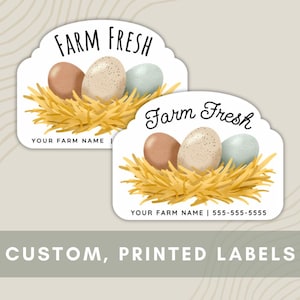 Egg & Farm Labels, Customized and Printed, 50 count