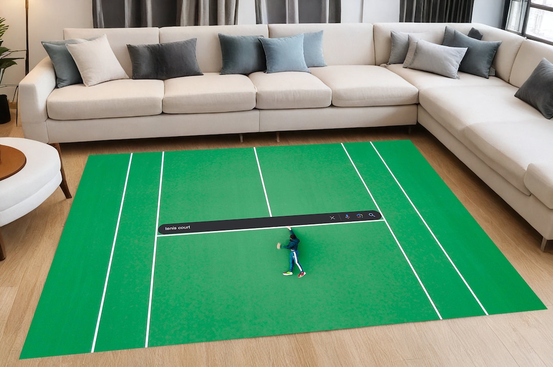 Rug for Sports Fans,green Tennis Court Rug,sports Themed Rug,rug for ...