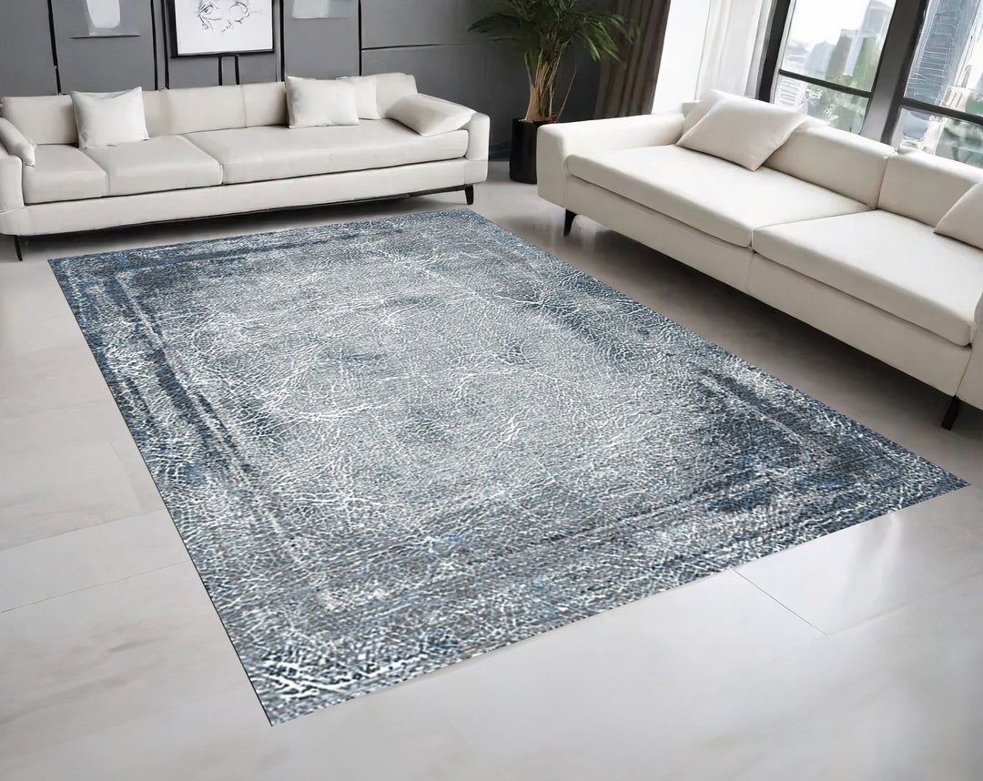 Blue Snake Skin Pattern Rug, Non-slip Art Decor - Etsy