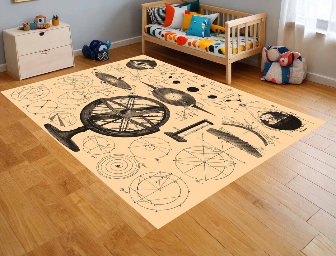 Science Print Rugs Iconographic Science Rug, Geometric Print, Non-slip Desktop Rug - Etsy