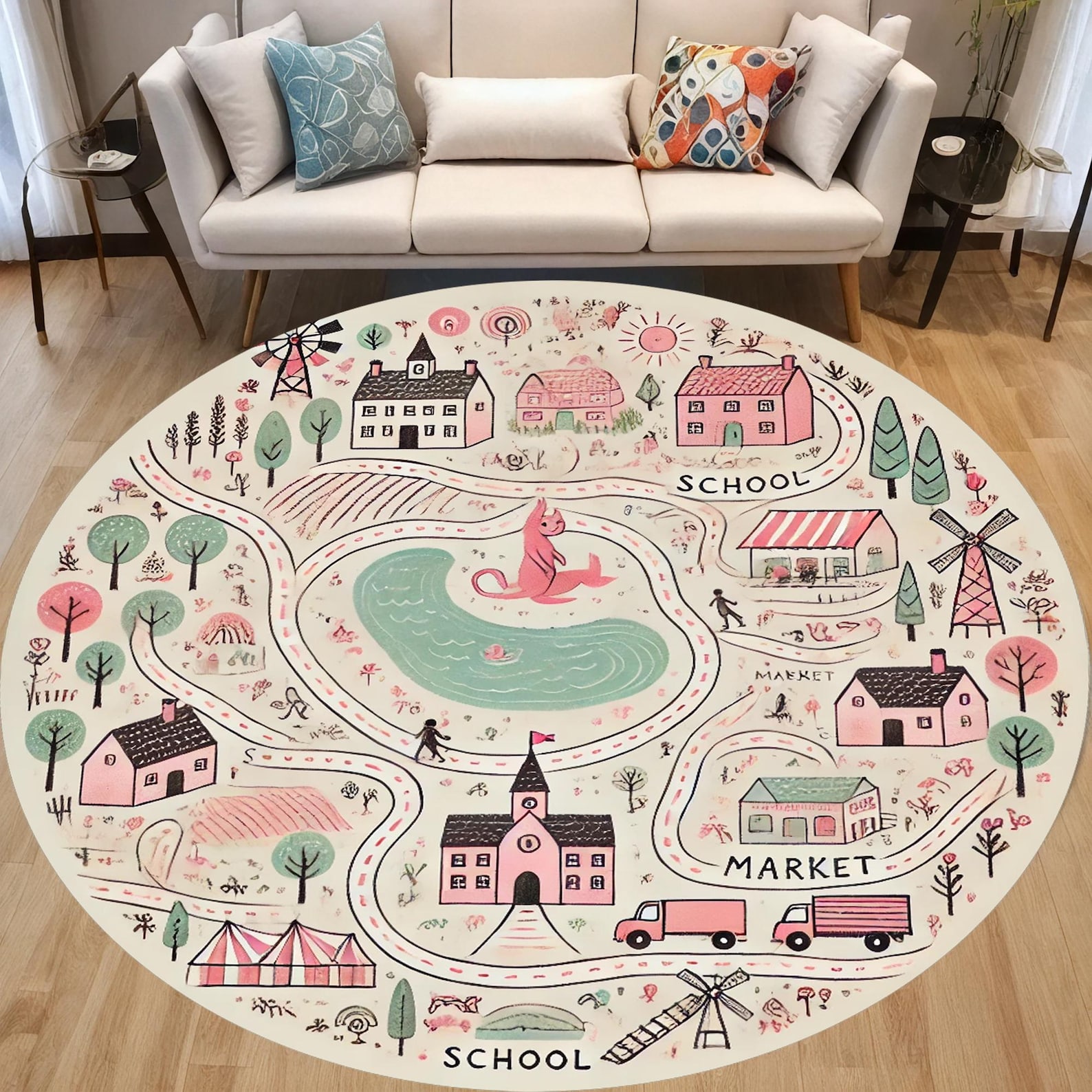 Large Round Play Mat Rug,nursery Rug,montessori Round Rug,play Circle ...
