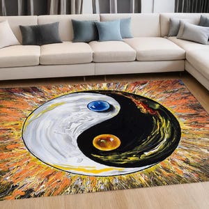 Tapete da Fé, Força e Poder, na Filosofia do Yin-Yang, Pratos de Yoga Relaxantes, Sedativos e Relaxantes, Tapete da Água e do Fogo, Arte Yin Yang
