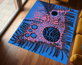 Japans face-art vloerkleed, kleurrijke Tokyo-stijl, antislip