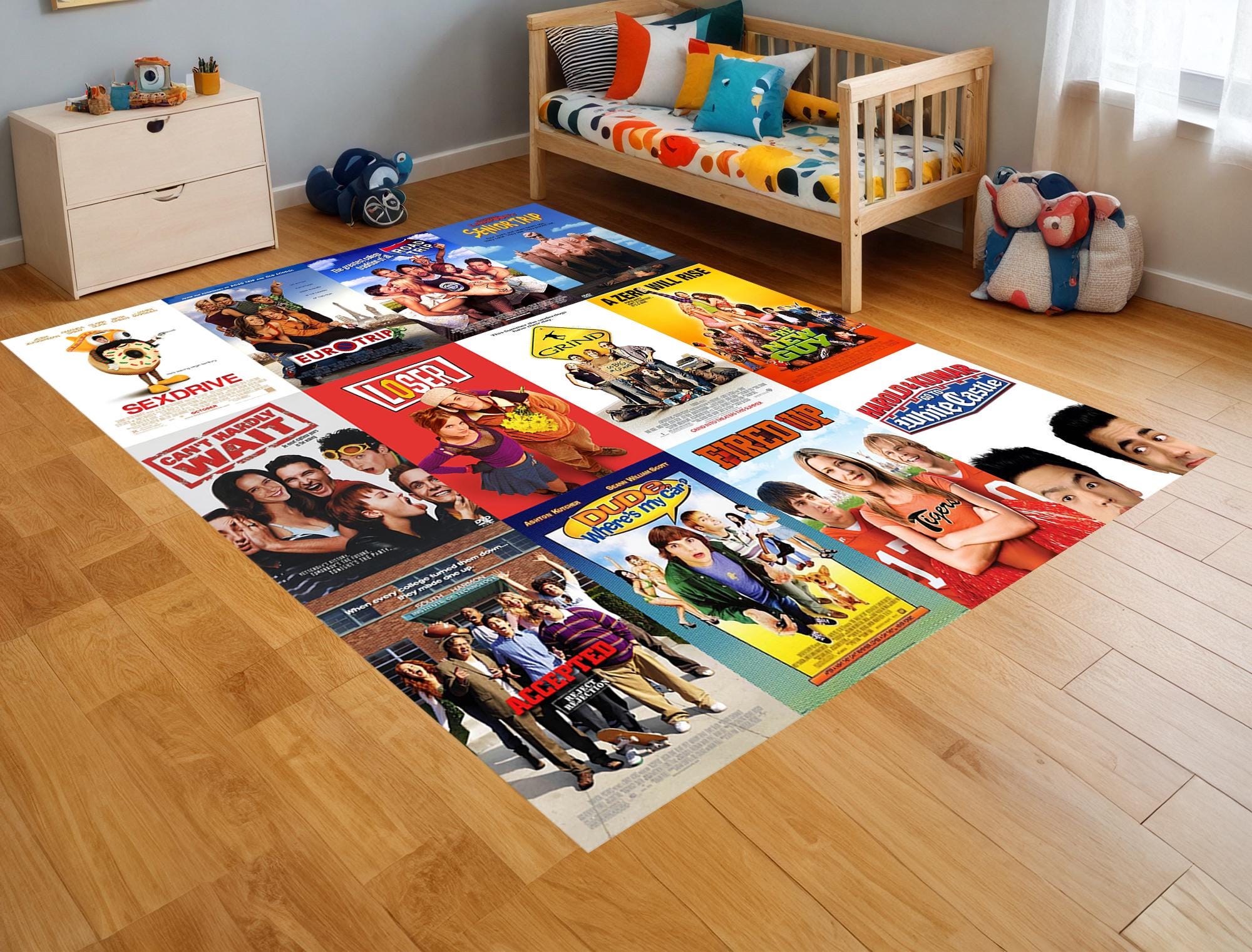 90s 2000s Movie Patterned Rug,funny Old Movie Rug,movie Room Rug,film ...