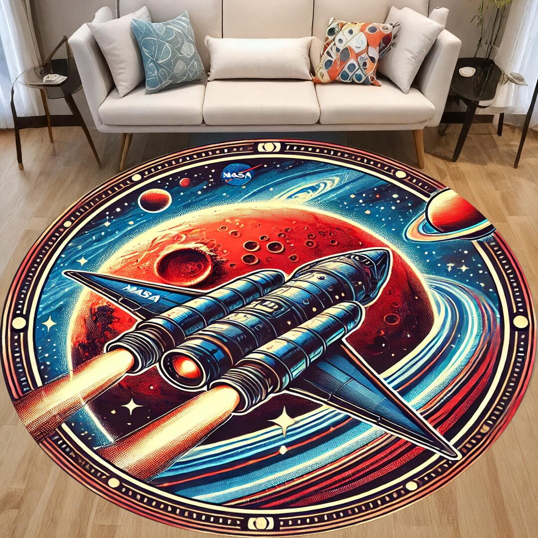 Nasa Rug Round NASA Rocket Round Rug, Space Theme Kids Carpet, Non-slip - Etsy