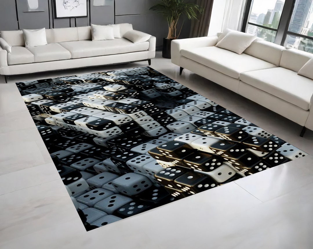 Black and White Dice Rug, 3D Game Carpet, Non-slip Digital Print - Etsy