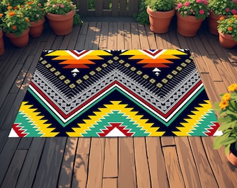 Washable Outdoor Rug, Southwestern Design Patio Mat
