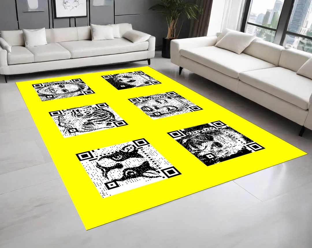 Qr Code Rug Trend Barcode QR Code Faces Rug,interesting Barcode Themed Rug,artistic ...