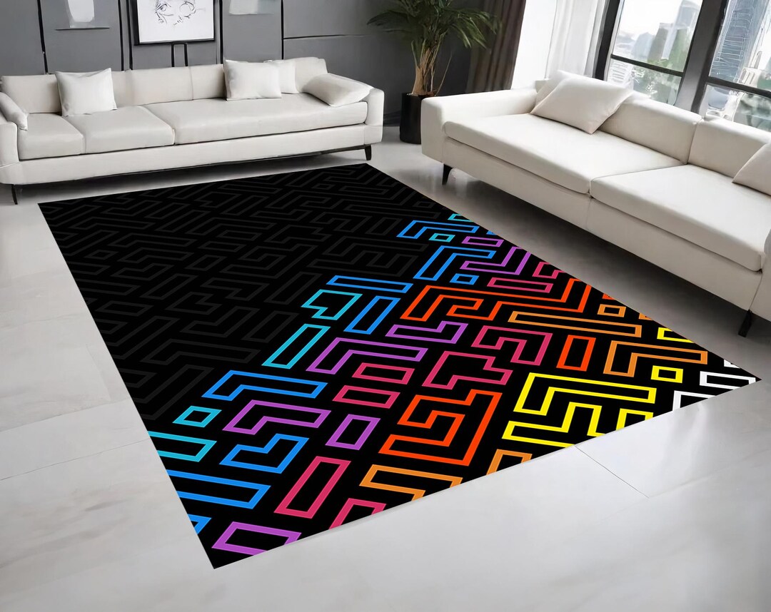 Labyrinth Rug Round Labyrinth Patterned Rug, Colorful Tetris Style, Non-slip Decor - Etsy