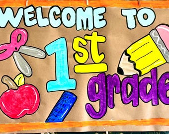 Back to school banner / hand painted / personalized / custom / sign / bulletin board / hallways / classroom