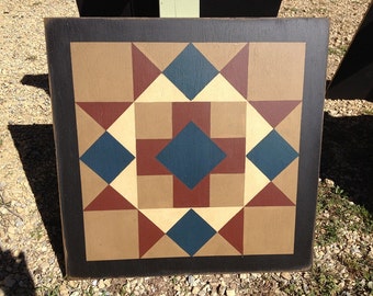 PriMiTiVe Hand-Painted Barn Quilt, Small Frame 2' x 2' - Cross and Diamonds Pattern