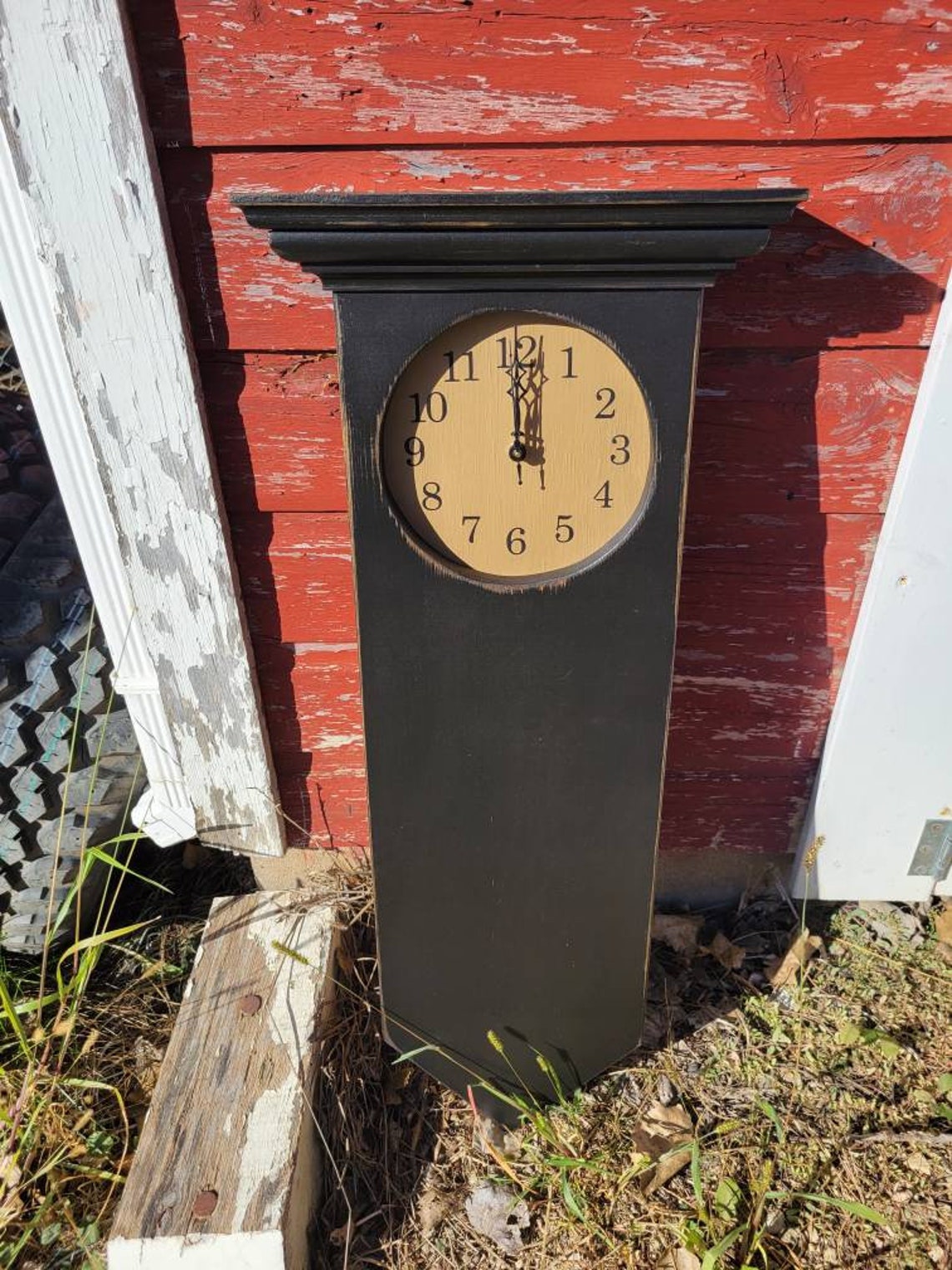 Primitive Long Wall Clock Etsy