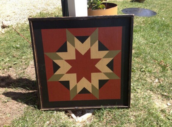 Primitive Hand Painted Barn Quilt Small Frame 2 X 2 Etsy