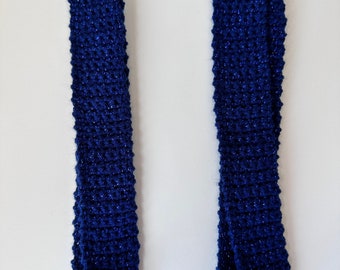 Small midnight blue sparkle scarf, doll scarf, plushie scarf, teddy bear scarf