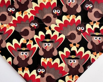 Thanksgiving dog bandana, Pet bandana, Over the collar bandana, Turkeys, Turkey bandanna