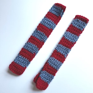 Red and Blue Striped Mini Scarf: Teddy Bear, Plushie, or Doll