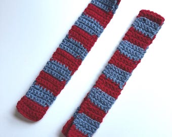 Red and Blue Striped Mini Scarf: Teddy Bear, Plushie, or Doll
