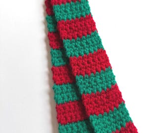 Red and green Striped Mini Scarf, Teddy Bear, Plushie, or Doll, Christmas