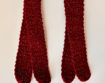 Small Cranberry  Red Sparkle scarves, teddy bear scarf, doll scarf, plushie scarf