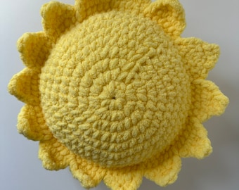 Sun pillow, Crocheted sun pillow, Sun plush, Sunshine pillow, yellow pillow