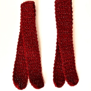 Small Cranberry  Red Sparkle scarves, teddy bear scarf, doll scarf, plushie scarf