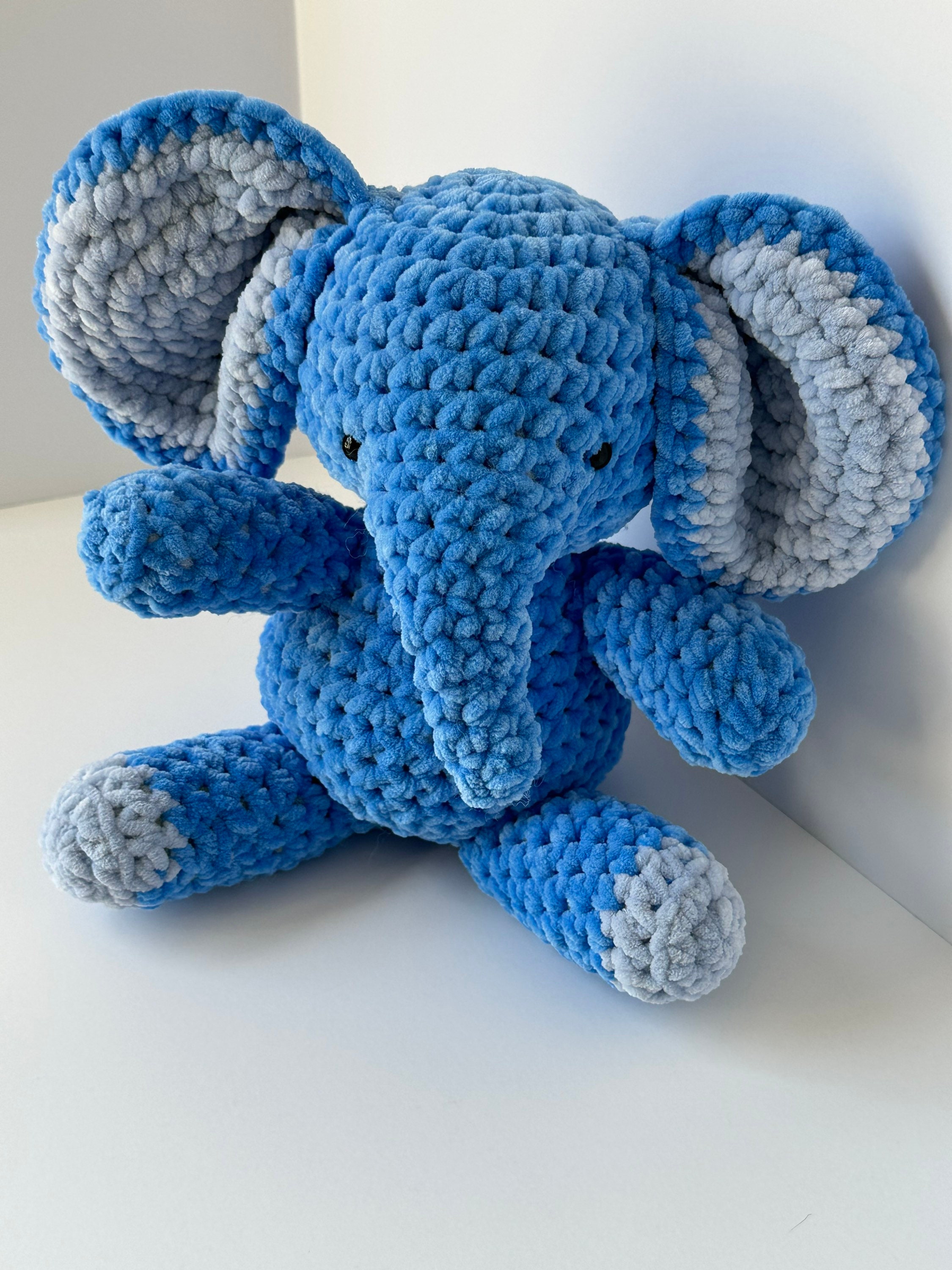 Handmade Crochet Elephant Toy in Blue Jumper main image 1