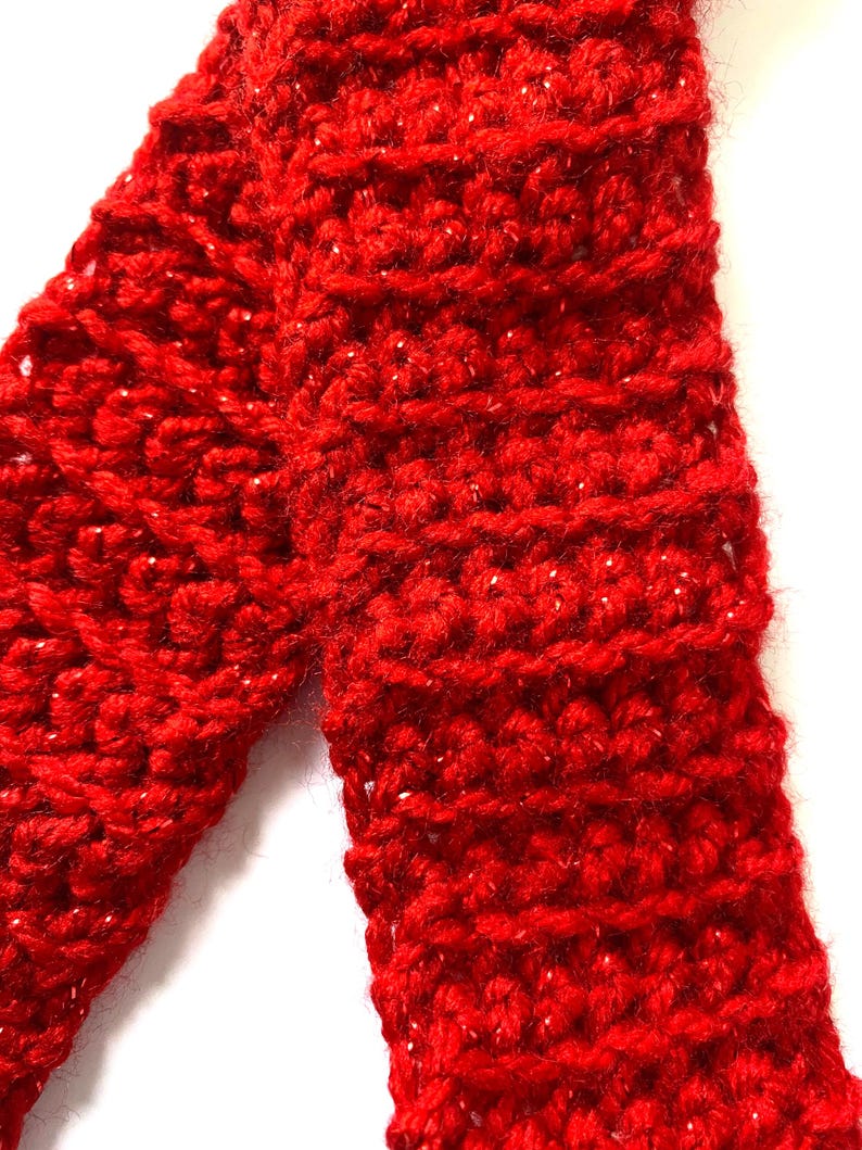 Red sparkly scarf, Christmas, Valentine’s Day, doll accessories, teddy bear scarf, mini winter scarf image 3