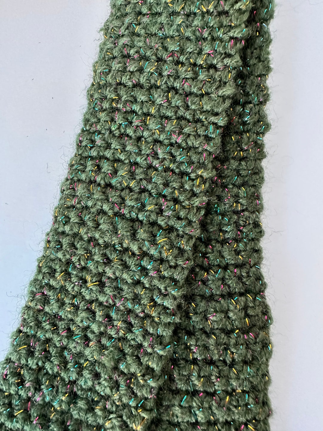 Small Green Scarf, Green Sparkly Scarf, Little Scarf, Christmas ...