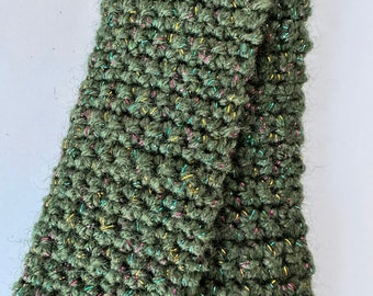 Small green scarf, Green sparkly scarf, little scarf, Christmas, Plushie scarf, Doll scarf, Teddy bear scarf