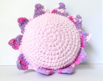 Pink Flower pillow, crocheted pink flower pillow, pink pillow