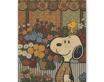 Snoopy Flower Stall Canvas Print Cartoon Dog Wall Decor