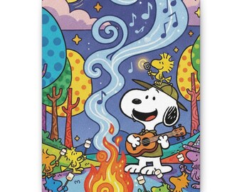 Snoopy Campfire Singalong Canvas Print Classic Cartoon Wall Decor