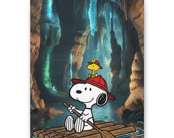 Cuadro de Snoopy y Woodstock en la balsa de la cueva, decoración de pared animada para dúo