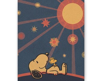 Cuadro decorativo de Snoopy y Woodstock observando las estrellas (Snoopy y Woodstock, Peanuts)