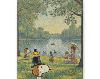 Snoopy Sunday on La Grande Jatte Canvas Print Beagle Art Wall Decor