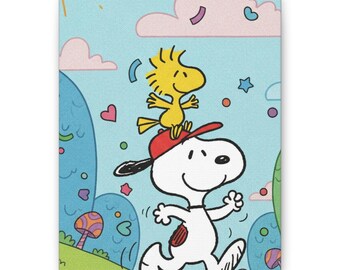 Snoopy Piggyback Race Canvas Print Classic Cartoon Wall Decor