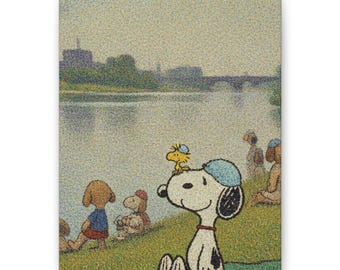 Snoopy River Bank Canvas Print Classic Cartoon Wall Decor