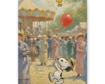 Lienzo decorativo de Snoopy en la Feria de Verano de Peanuts, estilo Renoir.