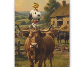 Snoopy Farmyard Canvas Print Classic Cartoon Wall Decor