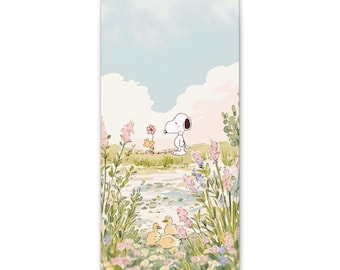 Lienzo mate con escena de Snoopy en el estanque.