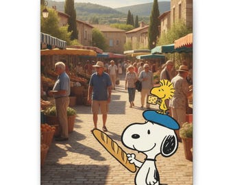 Snoopy Market Canvas Print Animated Duo Wall Decor
