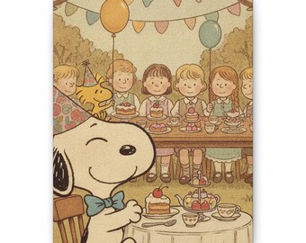 Snoopy Woodstock Party Canvas Print Vintage Nursery Art Wall Decor