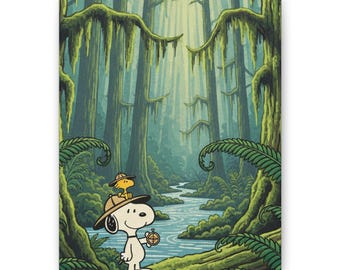 Snoopy Woodstock Olympic Rainforest Canvas Print Classic Cartoon Wall Decor