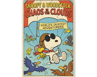 Póster en lienzo de Snoopy y Woodstock: Caos en las nubes
