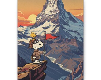 Snoopy Woodstock Matterhorn Ridge Canvas Print Classic Cartoon Wall Decor