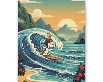Snoopy Woodstock NZ Beach Canvas Print Classic Cartoon Wall Decor