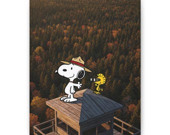 Snoopy Lookout Tower Canvas Print Classic Cartoon Wall Decor