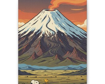 Snoopy Woodstock Cotopaxi Volcano Canvas Print Beagle Art Wall Decor